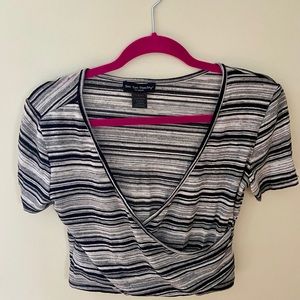 Striped wrap style crop top